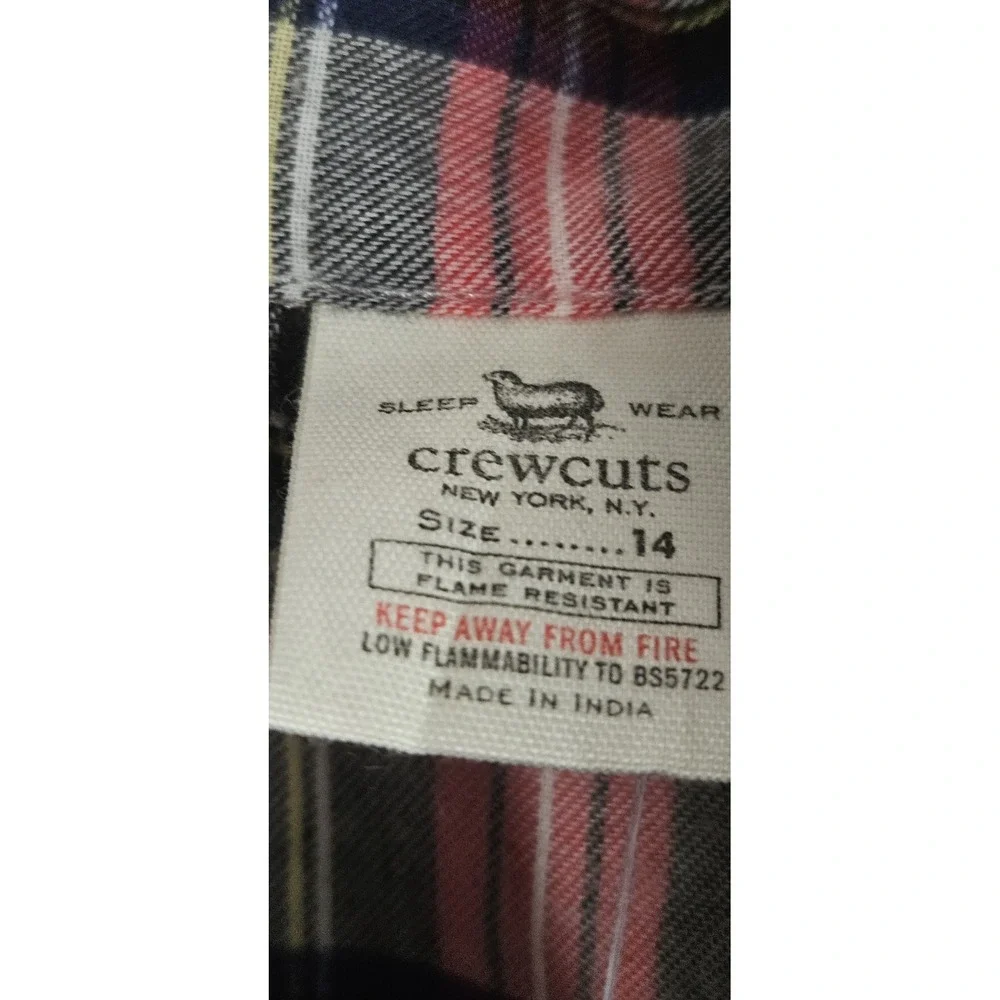 NWT J.CREW red tartan plaid flannel long sleeve‎ pajamas top trimmed  girl sz 14